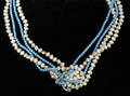 061630 LES BERNARD PEARL  BLUE STONE NECKLACE