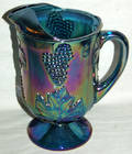 040592 IRIDESCENT BLUE GLASS WATER PITCHER