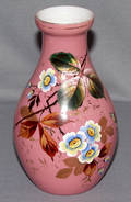041637 VICTORIAN HANDPAINTED OVERLAY GLASS VASE