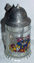 030515 GERMAN GLASS AND PEWTER BEER STEIN C1950 H 8