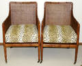 081013 WALNUT  WOVEN CANE ARMCHAIRS