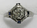 081035 DIAMOND GOLD  SAPPHIRE ENGAGEMENT RING