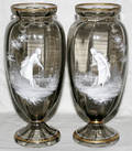 081055 VICTORIAN MARY GREGORY GLASS VASES