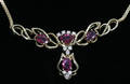 081049 GOLD PINK SAPPHIRE  DIAMOND NECKLACE