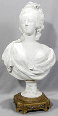 072030 BISQUE  BRONZE BUST OF MARIE ANTOINETTE