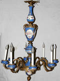 071010 FRENCH PORCELAIN  BRONZE CHANDELIER