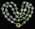 071035 JADE  GOLD BEAD NECKLACE
