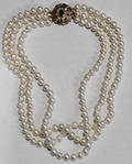 060017 PEARL DIAMOND SAPPHIRE  GOLD NECKLACE
