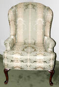 060033 QUEEN ANN STYLE WING BACK MAHOGANY ARM CHAIR