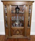 060023 ENGLISH GOTHIC CARVED OAK CHINA CABINET