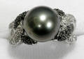 060022 SOUTH SEA PEARL DIAMOND  SAPPHIRE RING