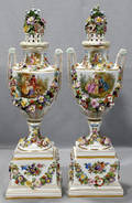 052007 SCHUMANN DRESDEN PORCELAIN URNS