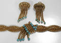051009 GOLD  TURQUOISE BRACELET  EARRINGS