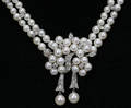 051003 GOLD DIAMOND  PEARL NECKLACE