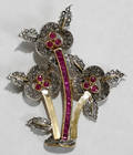 050026 GOLD STERLING SILVER DIAMOND  RUBY PENDENT