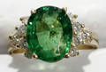 050021 GOLDDIAMOND  GREEN TSAVORITE GARNET RING