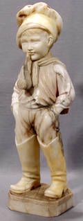 042045 ITALIAN CARVED MARBLE SCULPTURE BOY SMOKING