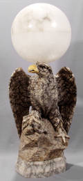 042044 CARVED MARBLE EAGLE FIGURAL LAMP C 1900