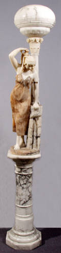 042043 CARVED MARBLE FIGURAL LAMP  PEDESTAL