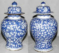041016 CHINESE BLUE HAWTHORNE PORCELAIN COVERED JARS