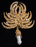 041005 14KT GOLD BROACH DIAMOND  BEWA PEARL