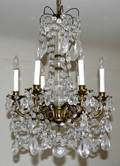 031013 FRENCH ANTIQUE GILT METAL SIXARM CHANDELIER