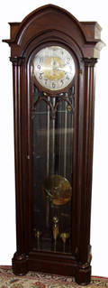 030020 MAHOGANY GERMAN GRANDFATHER CLOCK C1900