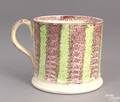 Red and green vertical rainbow spatter mug