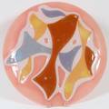 MODERN ABSTRACT ART GLASS PLATTER SIGNED HIGGINS