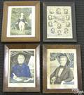 Four J Ballie colored lithographs 19th c