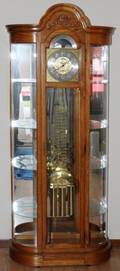 HOWARD MILLER OAK GRANDFATHER CLOCKCURIO CABINET