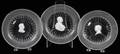 FROSTED GLASS  SULPHIDE CAMEO PLATES C 1830 THREE