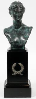 BRONZE FEMALE BUST ON PLINTH EARLY TO MID 20TH C
