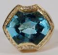 20CT BLUE TOPAZ  DIAMOND COCKTAIL RING SIZE 675