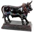 GLAZED POTTERY FIGURE OF A COW 19TH C