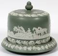 ENGLISH GREEN JASPER DIP CHEESE KEEPER 19TH C