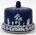 ENGLISH DARK BLUE JASPER DIP CHEESE KEEPER 19TH C