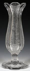 LIBBEY ENGRAVED GLASS FOOTED VASE C 1900