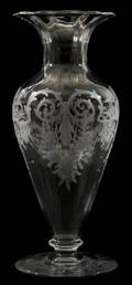 LIBBEY ENGRAVED GLASS VASE C 1890