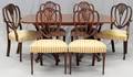 KITTINGER MAHOGANY DOUBLEPEDESTAL TABLE  CHAIRS