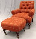 BAKER SOMERSET UPHOLSTERED CHAIR AND OTTOMAN
