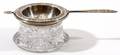 AMERICAN BRILLIANT CUT GLASS  STERLING STRAINER SET