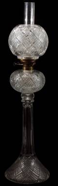 AMERICAN BRILLIANT CUT GLASS OIL LAMP C 1900