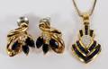 18 KT SAPPHIRE  DIAMOND PENDANT 10 KT EARRINGS