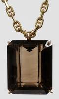 SMOKY TOPAZQUARTZ PENDANT W A 14KT GOLD CHAIN
