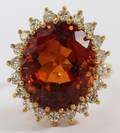 18KT YELLOW GOLD 1084CT CITRINE  DIAMOND RING