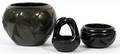 PUEBLO BLACK WARE POTTERY VESSELS 20TH C THREE