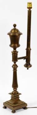 BRIGHT  CO BRASS ARGAND LAMP 19TH C