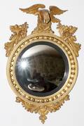AMERICAN FEDERAL EBONIZED  GILT WOOD CONVEX MIRROR