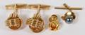 14KT YELLOW GOLD CUFF LINKS PAIR  PEARL TIE TACK